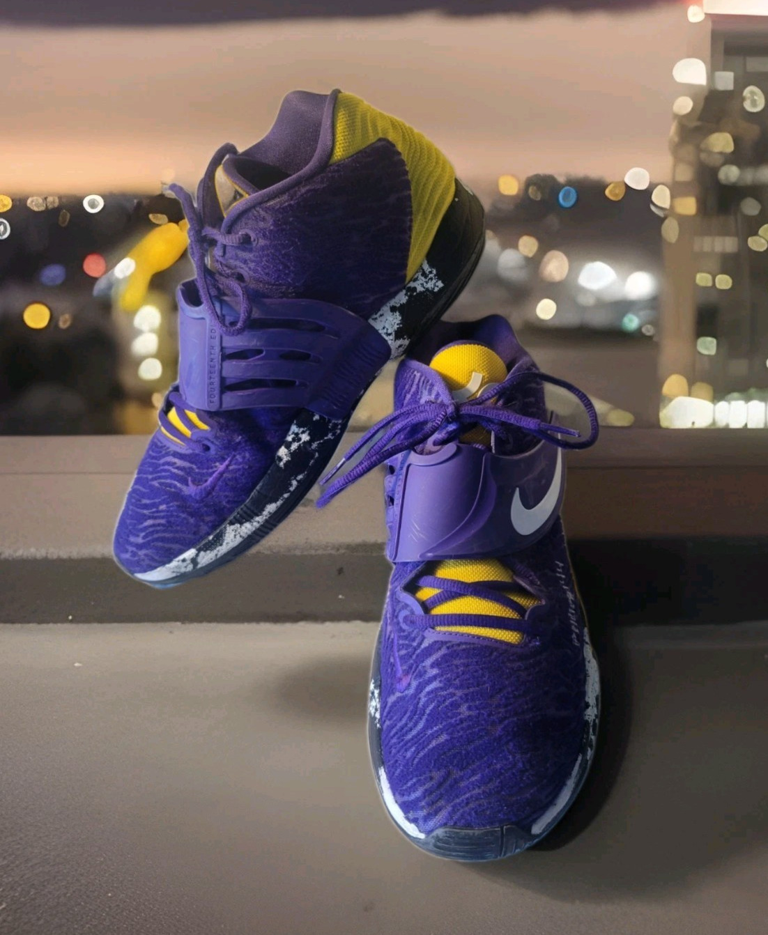 Nike NBA KD14 Men’s Basketball Shoes 13 Court DURANT Purple Yellow DJ0977-991
