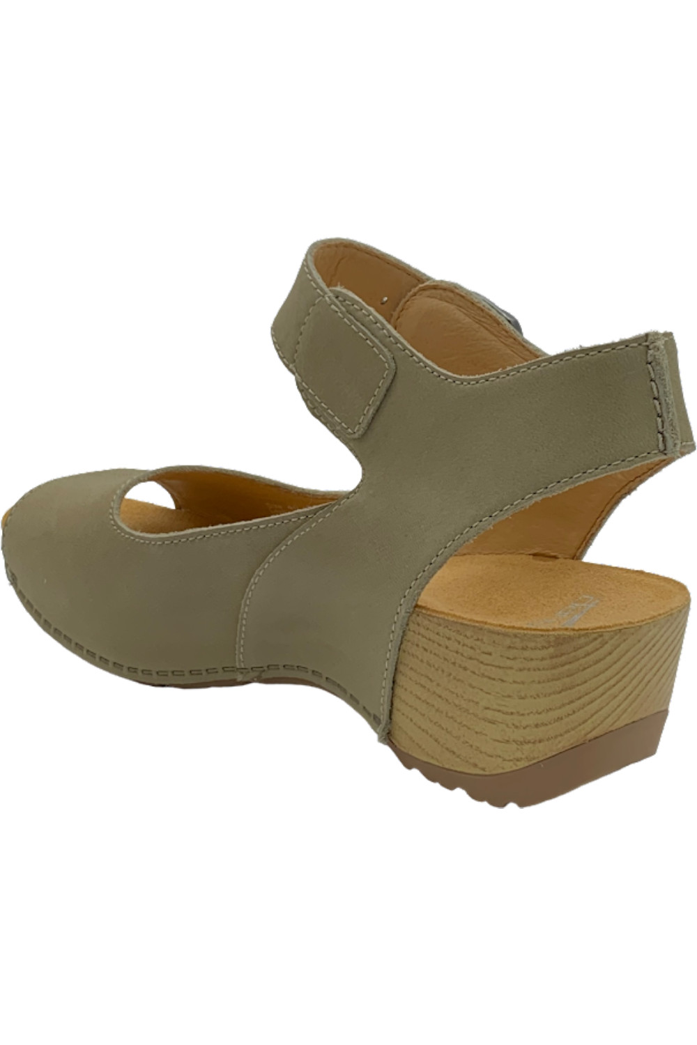 Dansko Burnished Calf Leather Wedge Sandals Tiana Khaki