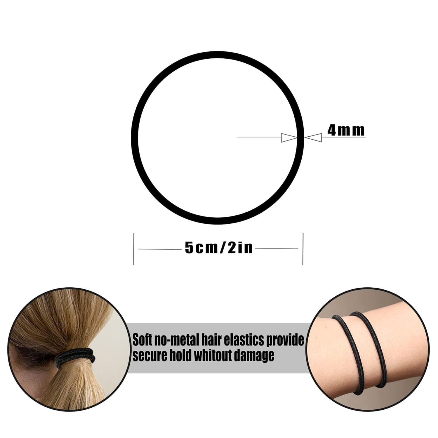 Multy-Colored Hair Ties, 120 PCS Large Elastic Bands, No Damage Ponytail Holders