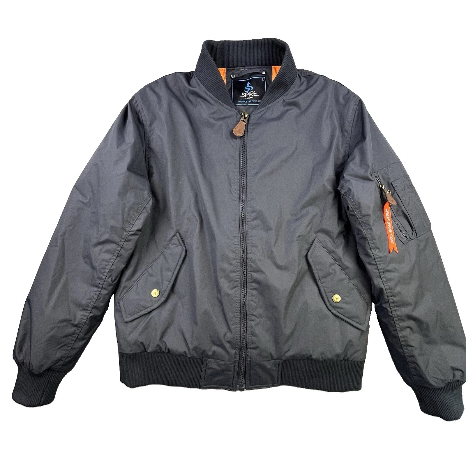 Spire MA-1 Flight Bomber Jacket Men’s Large Gray Heavyweight Quilted Liner