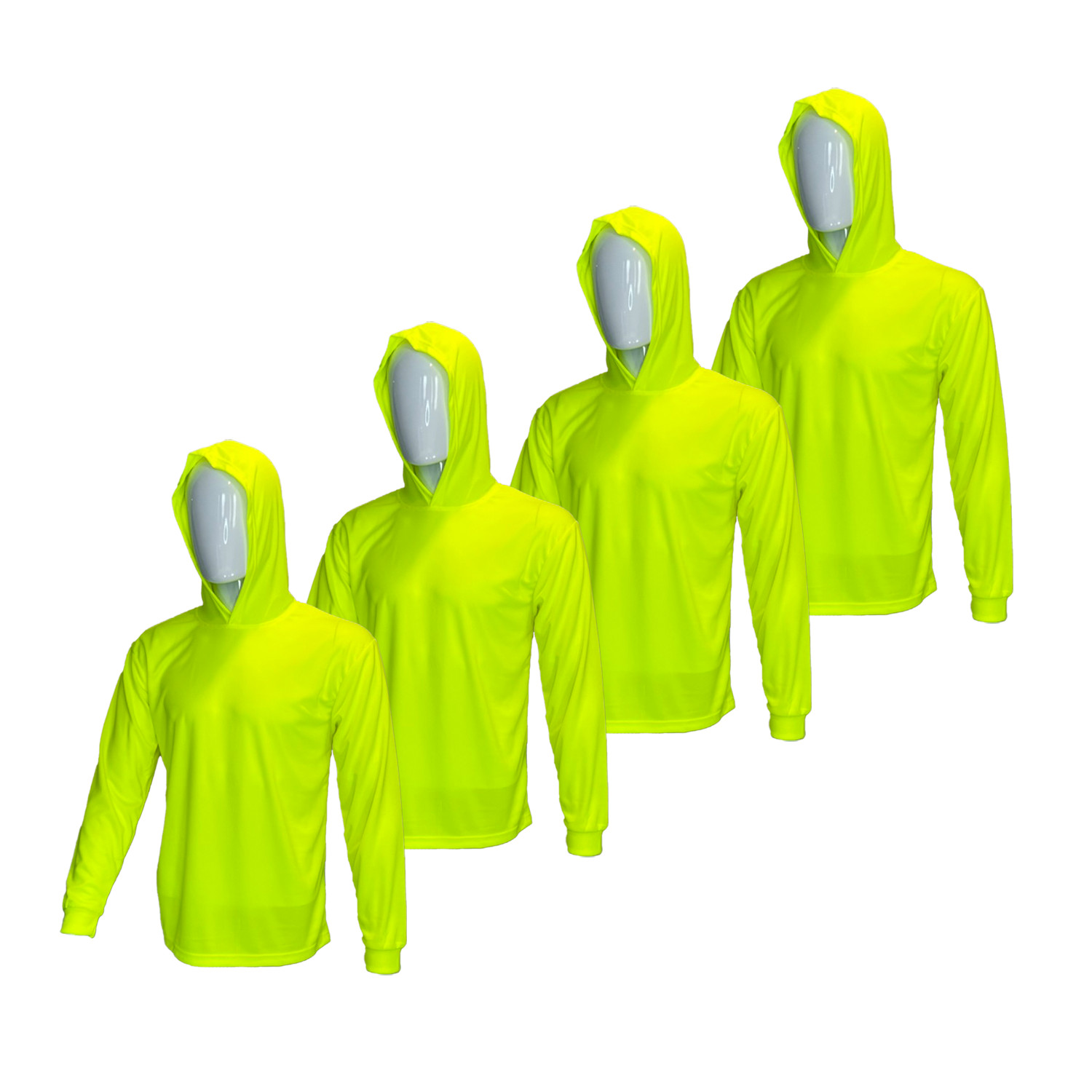 4 PACK – Hi Visibility ultra light weight Long sleeve hoodie / polyester birdeye