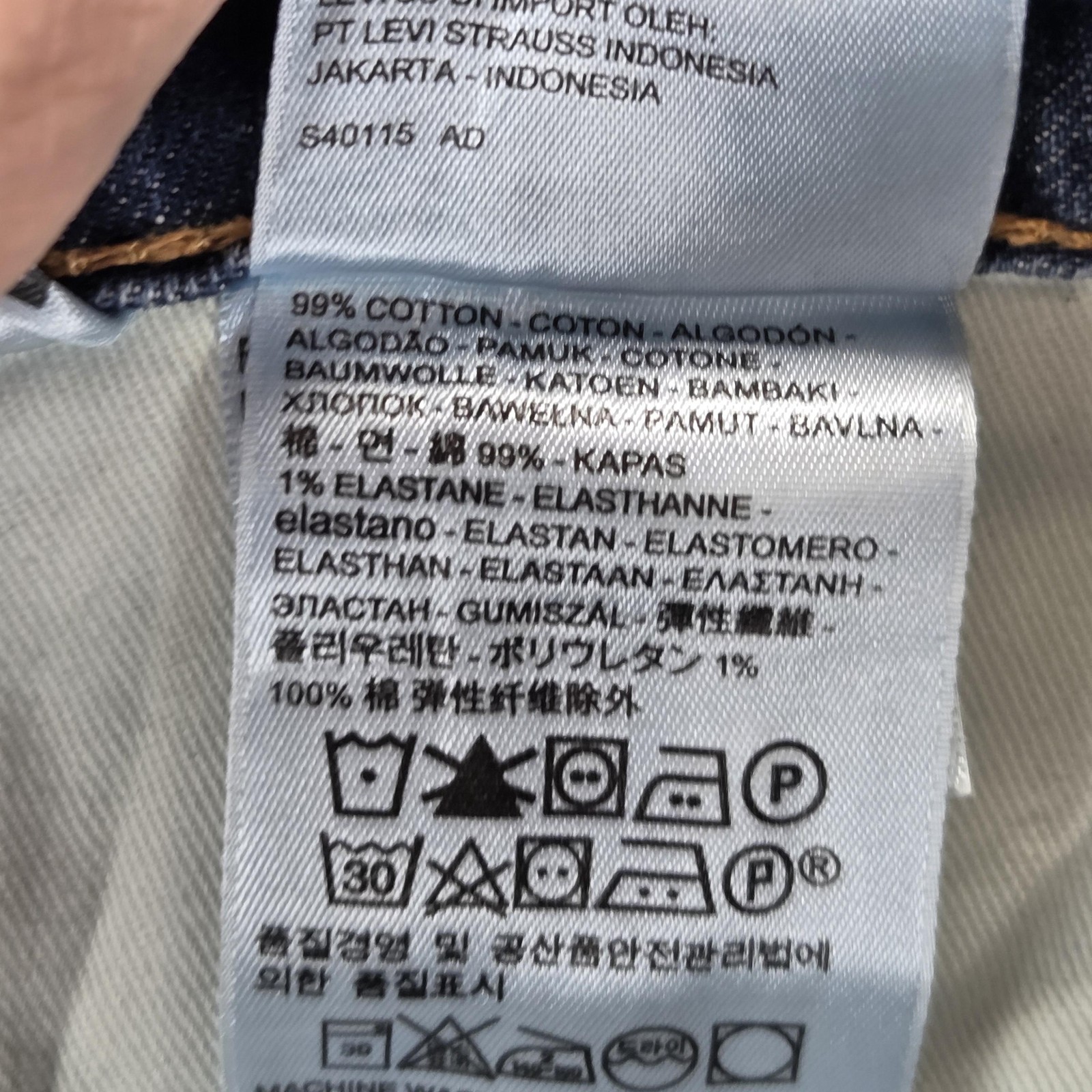 Levis 514 Jeans Mens Blue Selvedge Straight Whiskers Honeycomb Fits 36×34