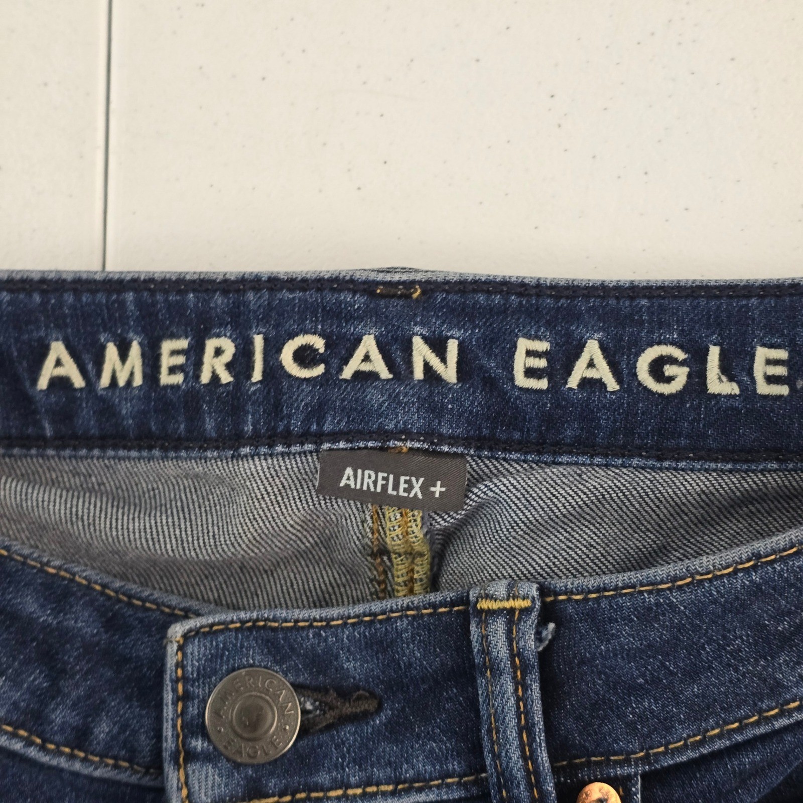 American Eagle Mens Slim Straight AirFlex+ Jeans, Dark Wash, Denim Pants