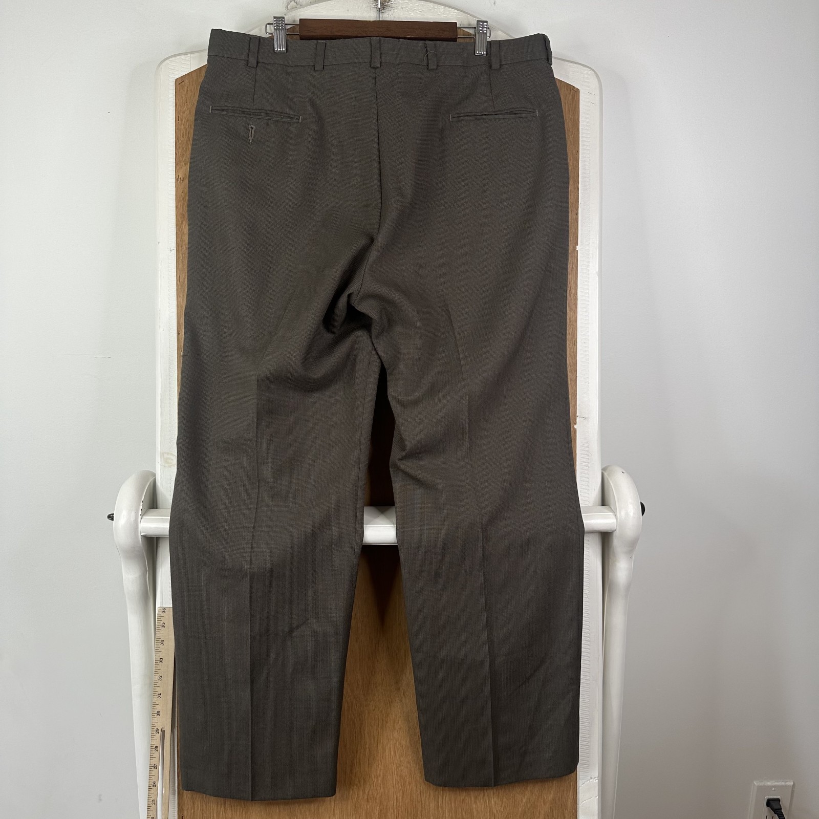 Towncraft Suit Mens 46L Brown 2 Button Polyester Wool Pants Mens 38×31 Canvased