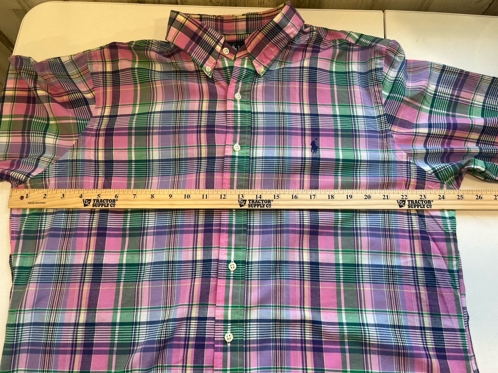 Ralph Lauren Custom Fit Long Sleeve Pink Green Purple Button Down Men’s XL