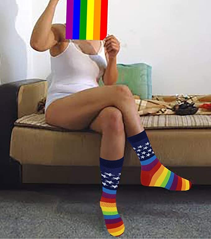 Different Touch 4 Pairs Men or Women LGBT Gay Pride Novelty Dress Socks