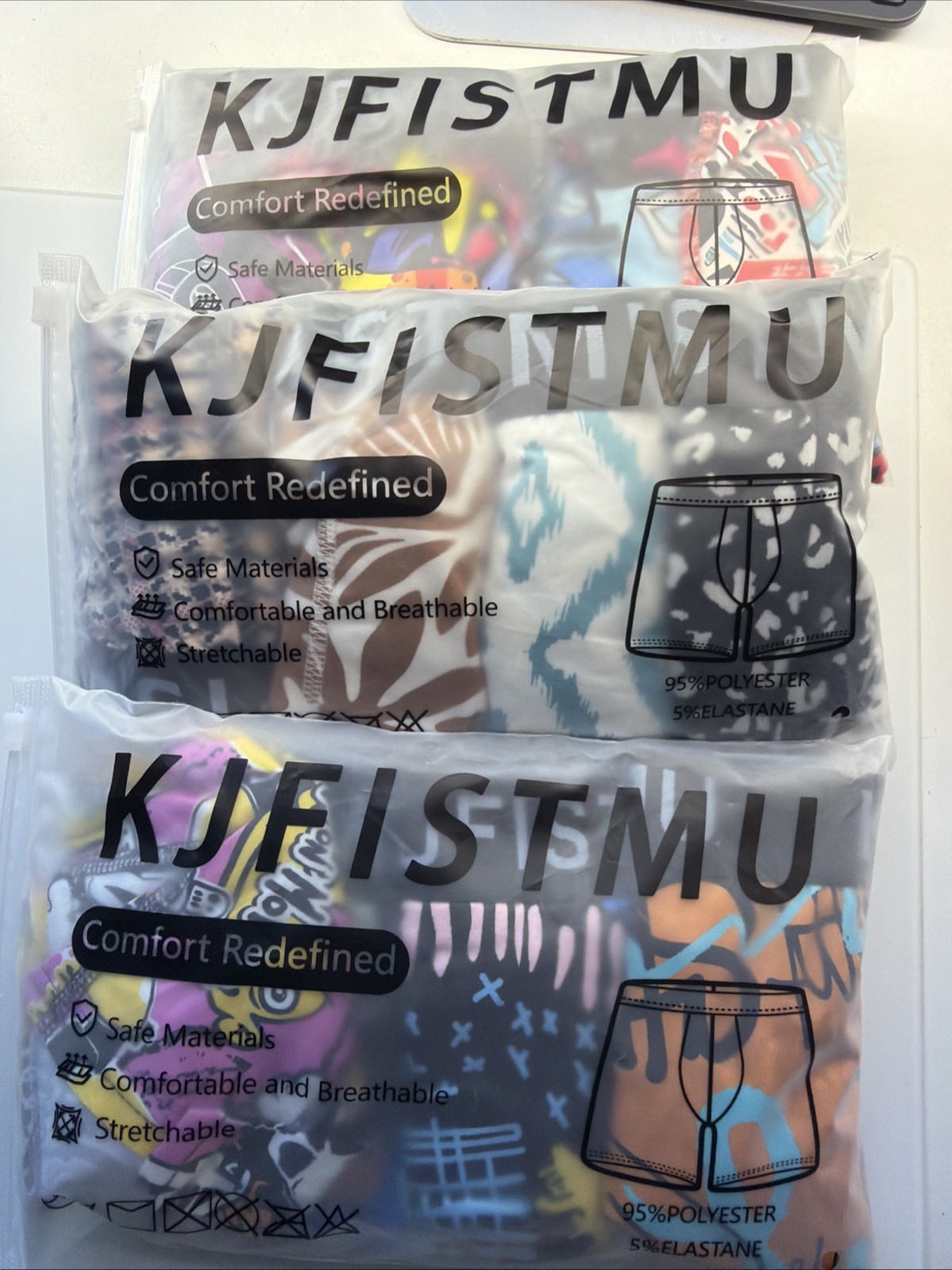 KJFISTMU Men’s Boxer Briefs Super Soft Brand New 3 Packs Size Large Underwear