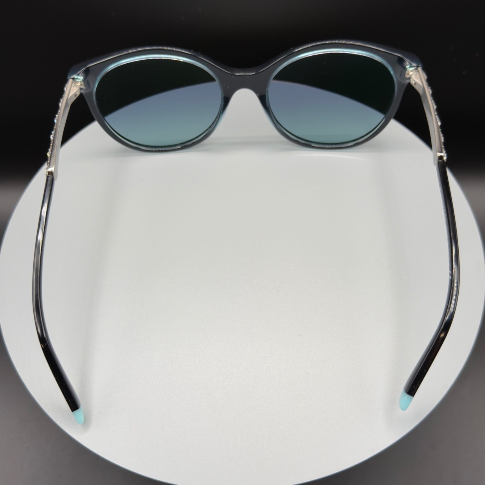 Tiffany & Co TF 4175B 8285/9S Black Cat Eye Sunglasses Blue Lens 55 19 140 READ