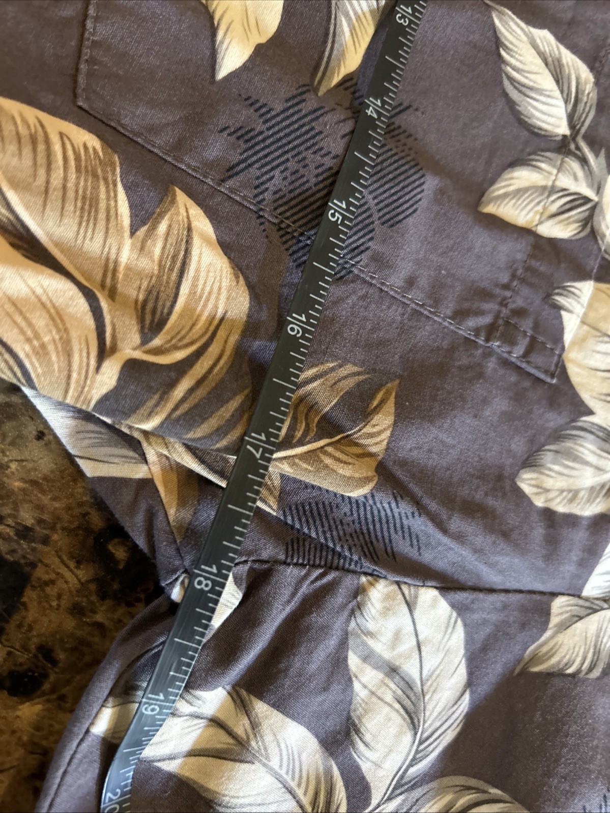 Palmwave Hawaiian/Aloha Shirt-Gray w/ Palms,Islands,& flowers Small Free Ship