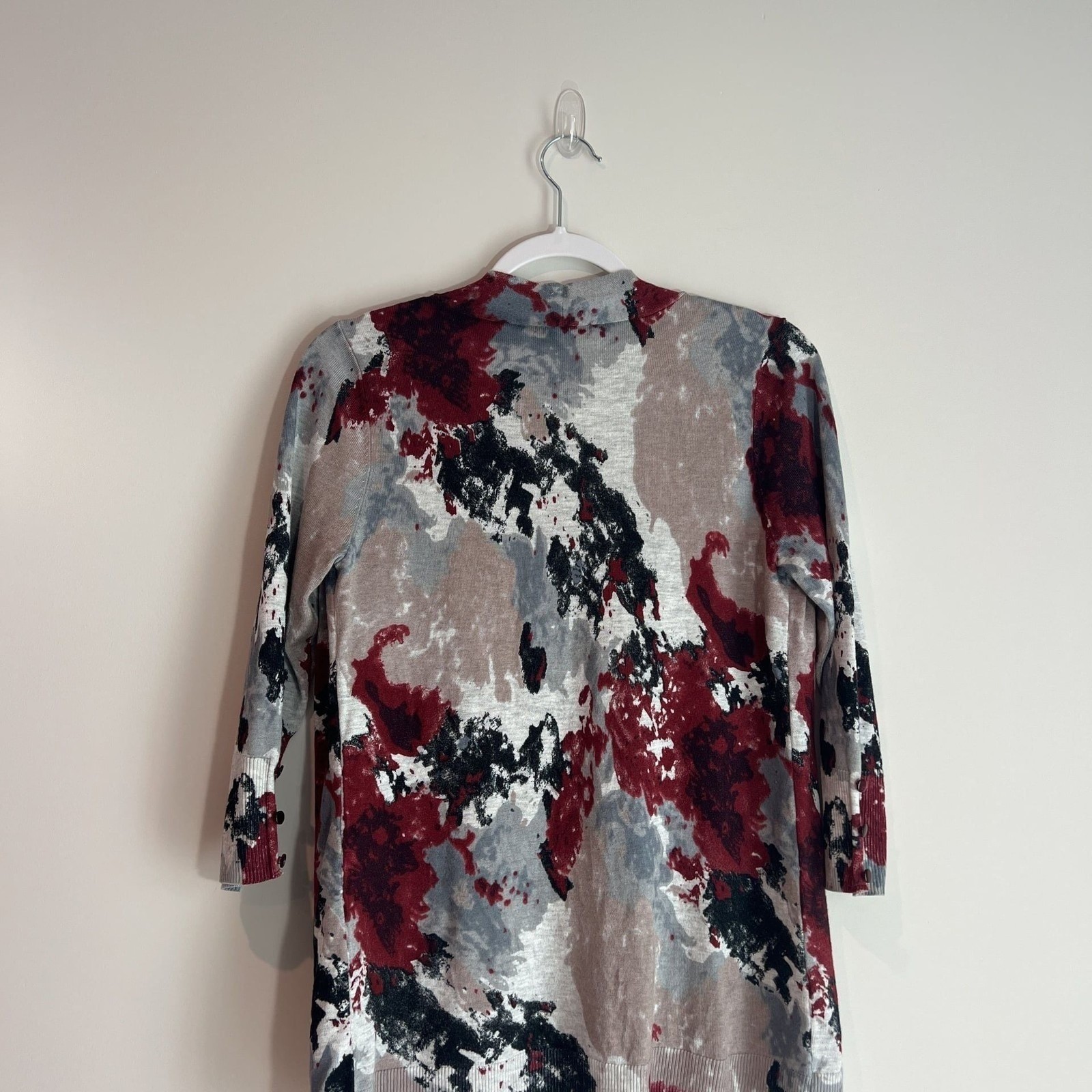 Red By BKE Lightweight Open Front Print Cardigan 3/4 Sleeves Size M