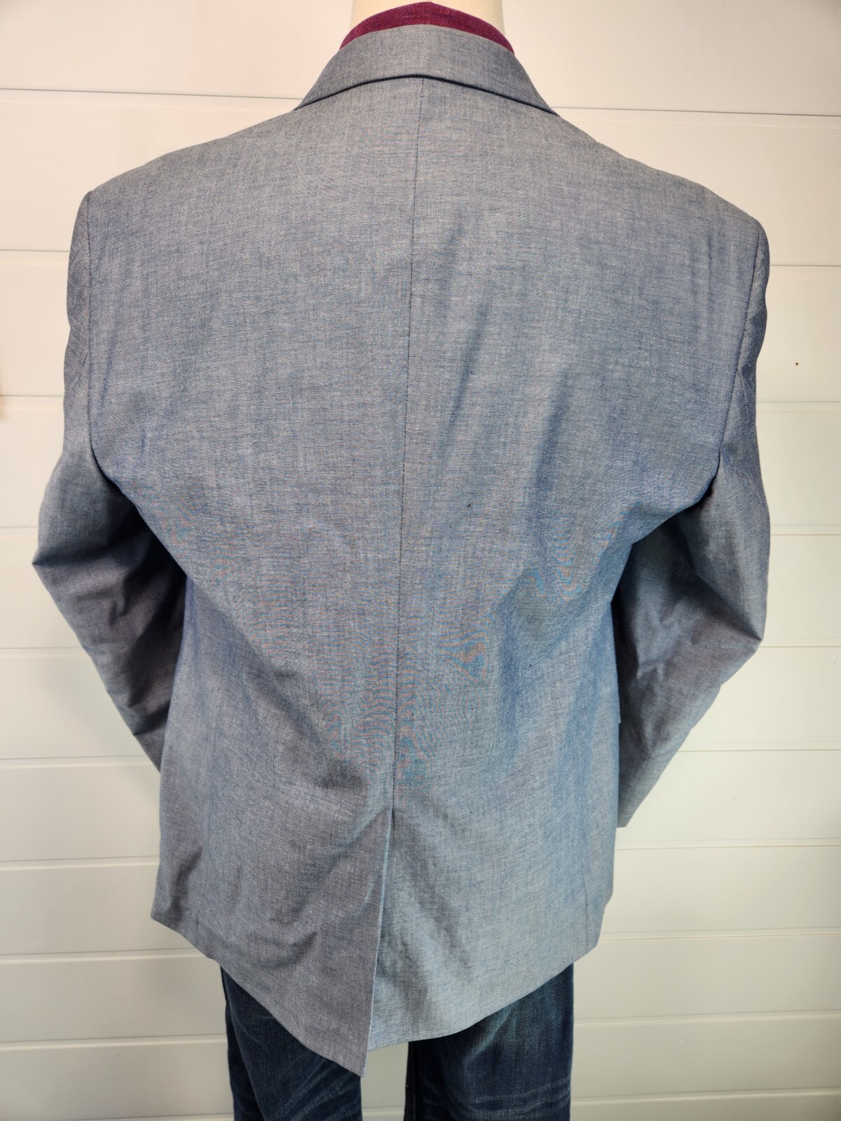 Stafford Mens Two Button Classic Fit Blazer Jacket Blue Cotton Birdseye Size 46R