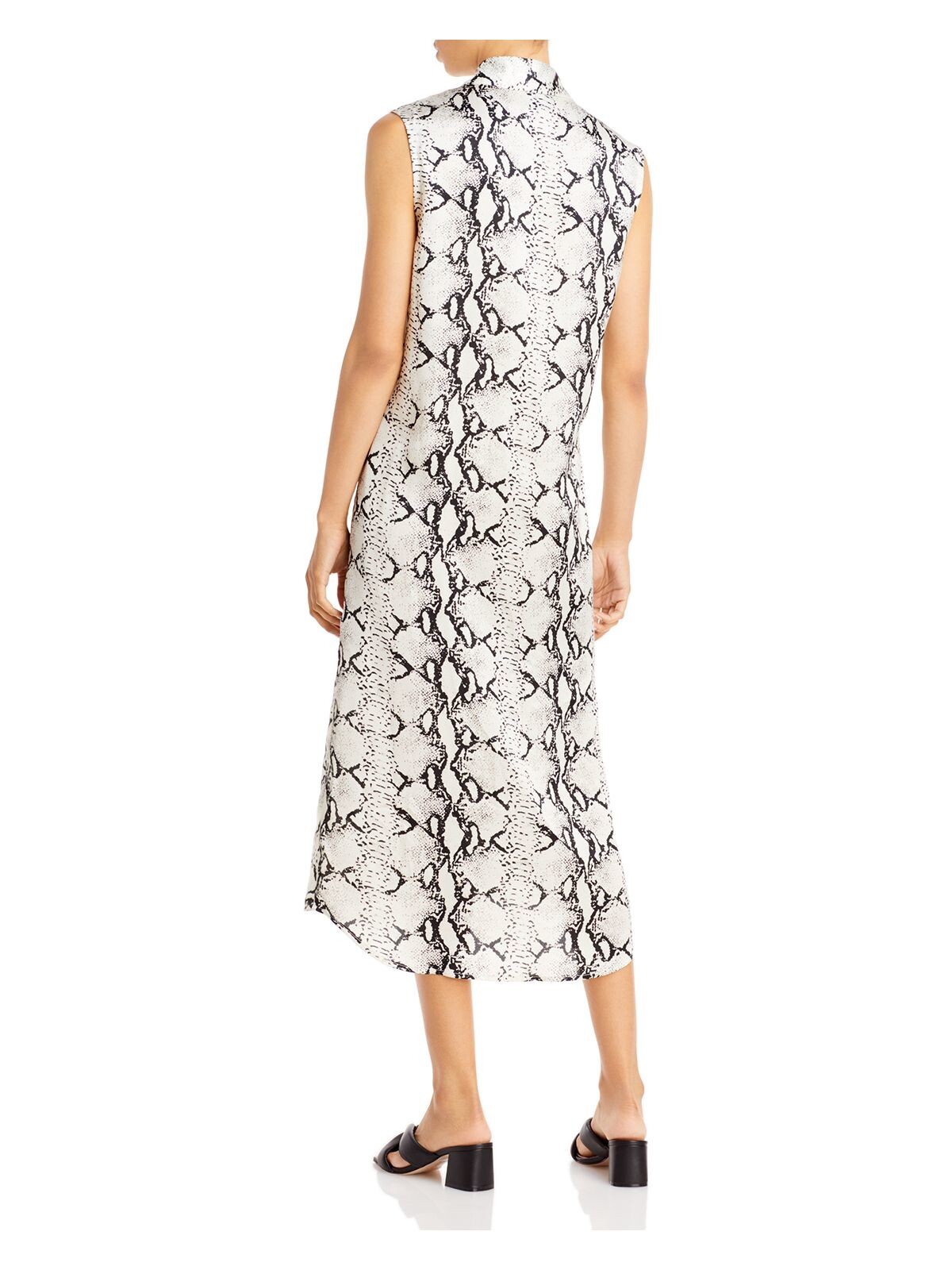 AQUA Womens Shirt Dress Midi Ivory Sleeveless Collared Wear To Work XS