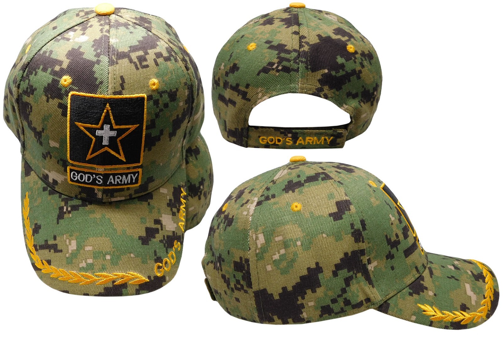 God’s Army Star Cross Marpat Digital Camouflage Adjustable Embroidered Cap Hat