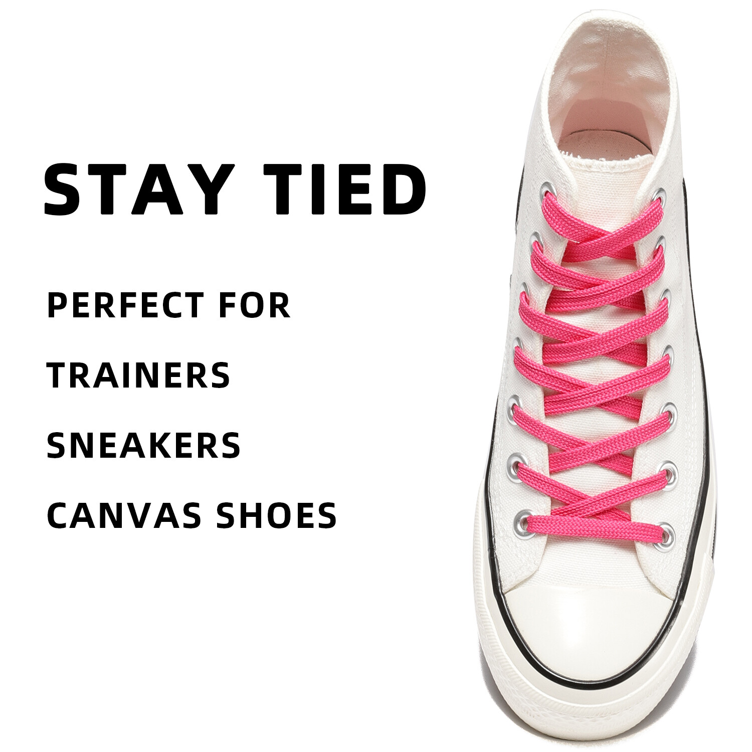 2pair Double Layers Flat Shoelaces Hot Pink for Sneakers 24 36 45 54 60 63 Inch