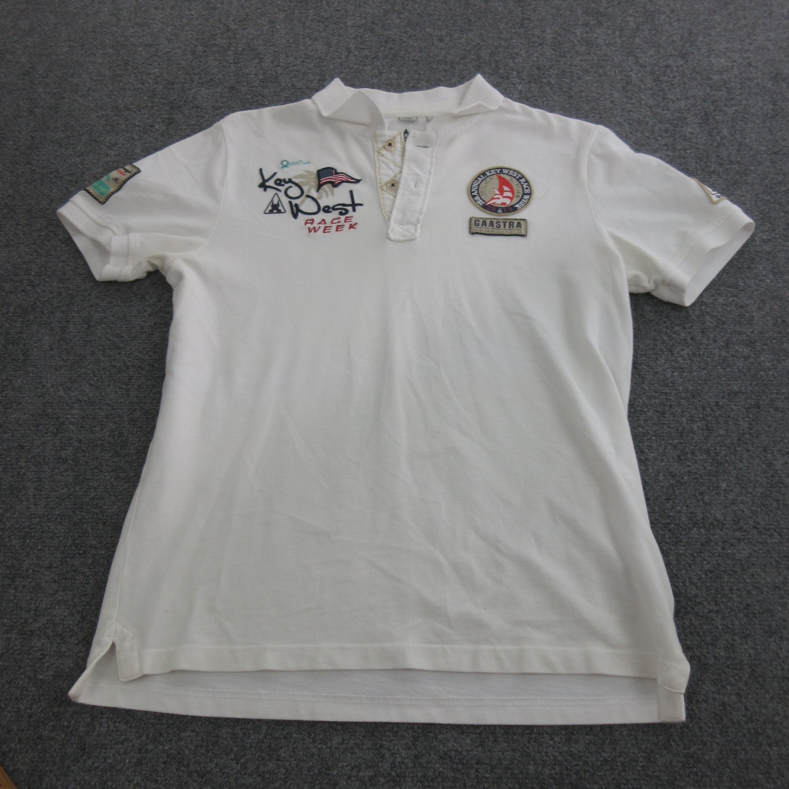 Gaastra Polo Shirt Mens Large White Key West Race Week Nautical Sailing Regatta