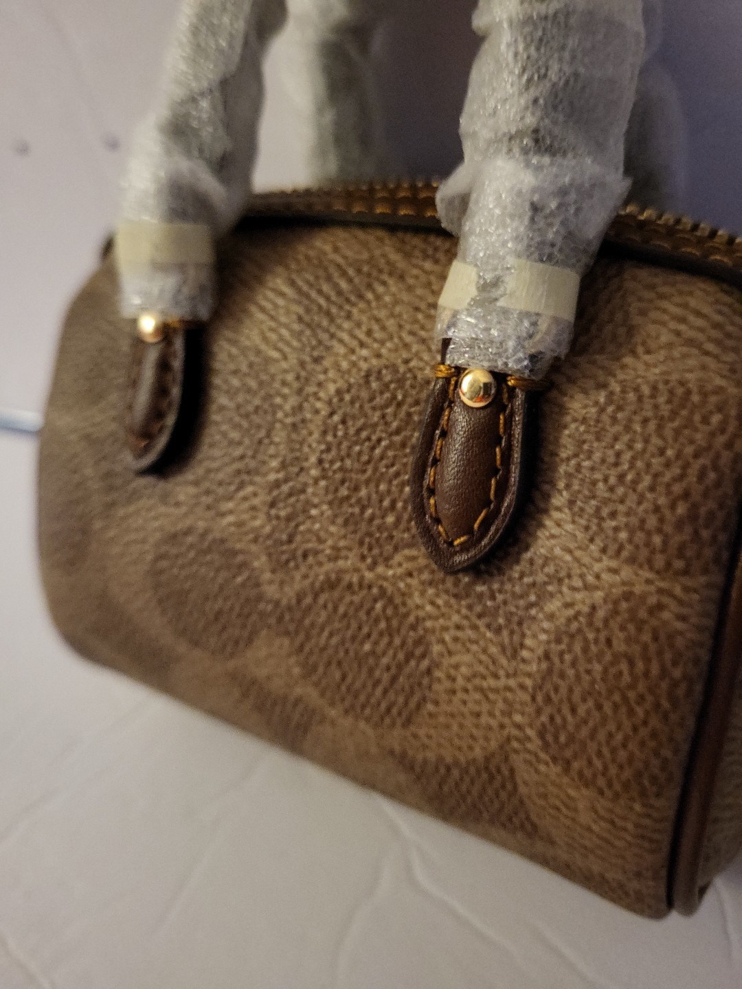 Coach Mini Rowan Bag Charm Brown N Tan NWT