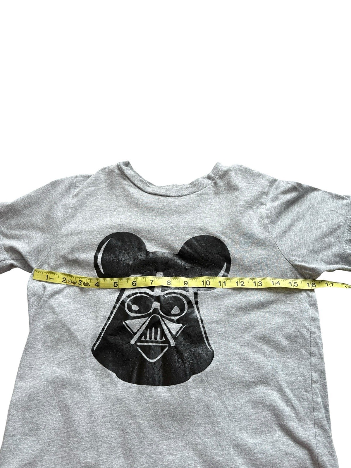 Gray Youth T-Shirt Darth Vader Mickey Ears Star Wars Disney Mashup Unisex 16″