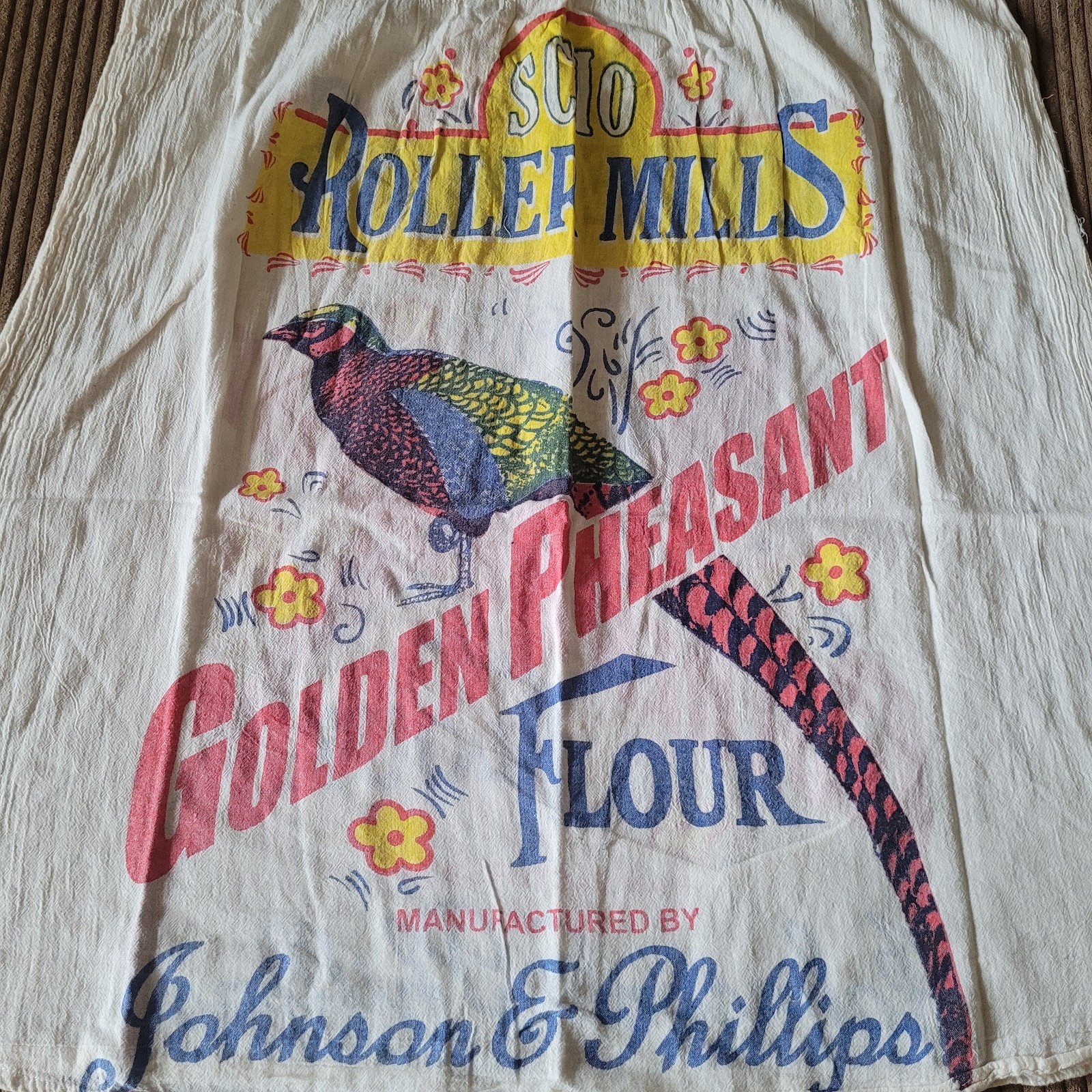 Flour Sack Dress Pheasant Vintage Look Feed Sack Garden Hippie Boho One Size