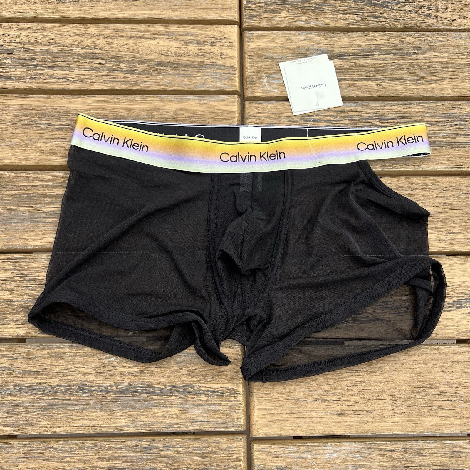 Calvin Klein CK men black icon sheer mesh nylon Trunk underwear size M L