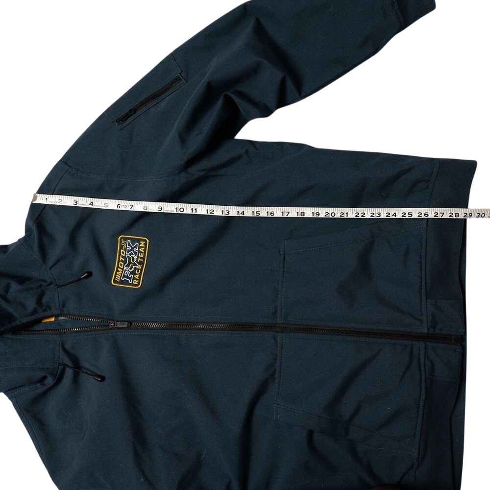Fox Racing Moto-X Navy Machinists Bomber Coat Hood Men’s XXL, Quilted Lining EUC