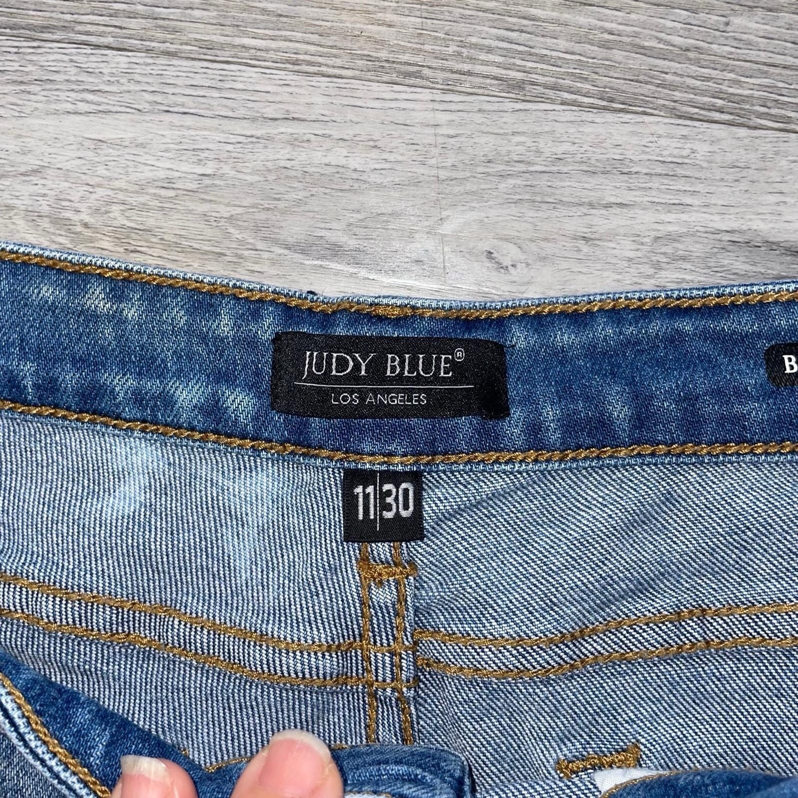 Judy Blue Destroyed Boyfriend Denim Jeans Womens Size 11/30 Blue JB82170LT Pants