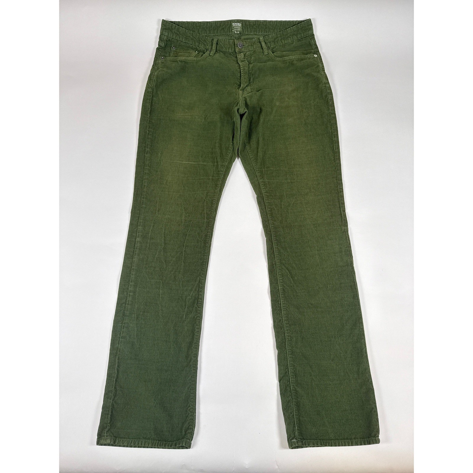Bonobos Pants Mens 35×34 Green Chive Cotton Corduroy Washed Cords Straight Fit