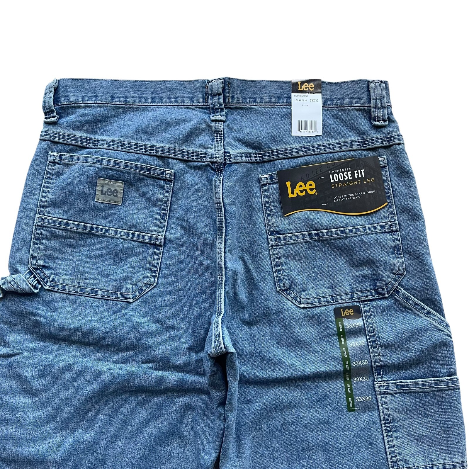 NWT Lee Mens Dungarees Denim Straight Leg Loose Fit Cargo Carpenter Jeans All Sz