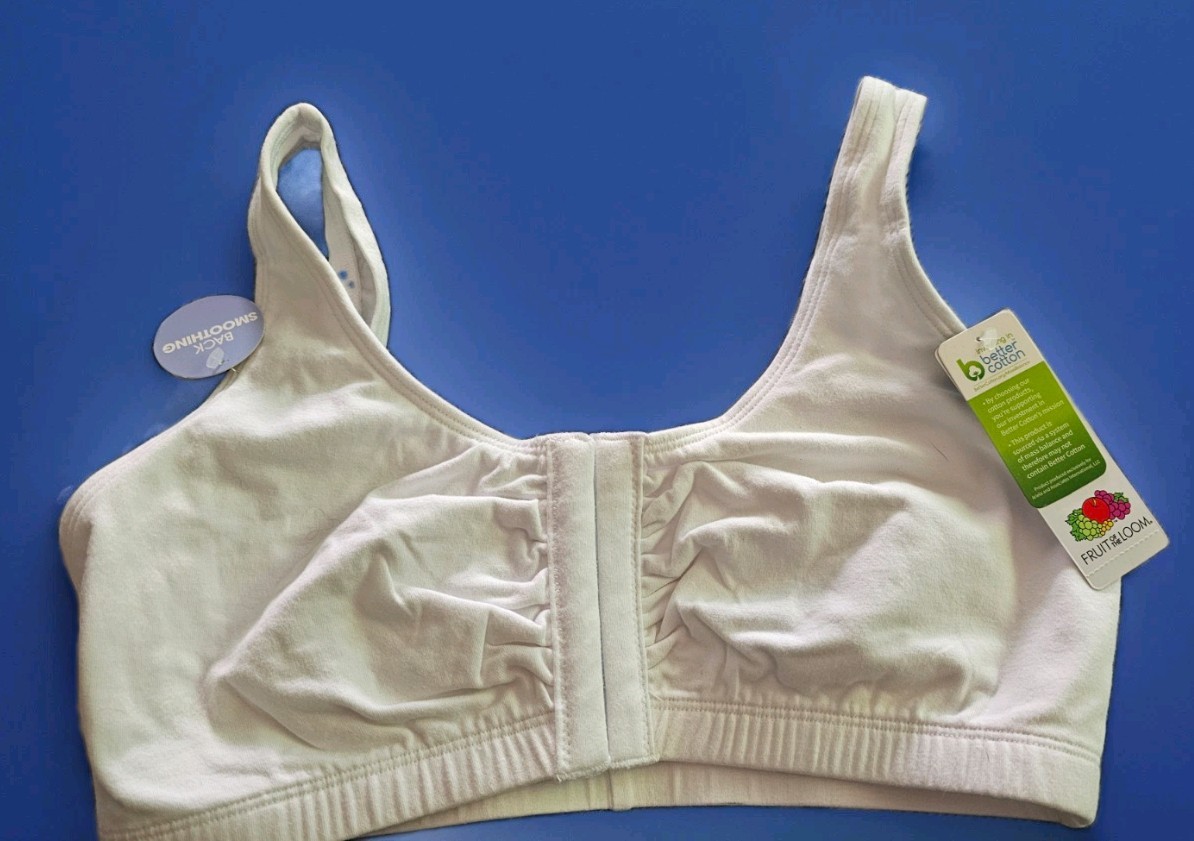 NWT Pair of Front Closure Unlined Bras / White Beige Fits 34-36 B