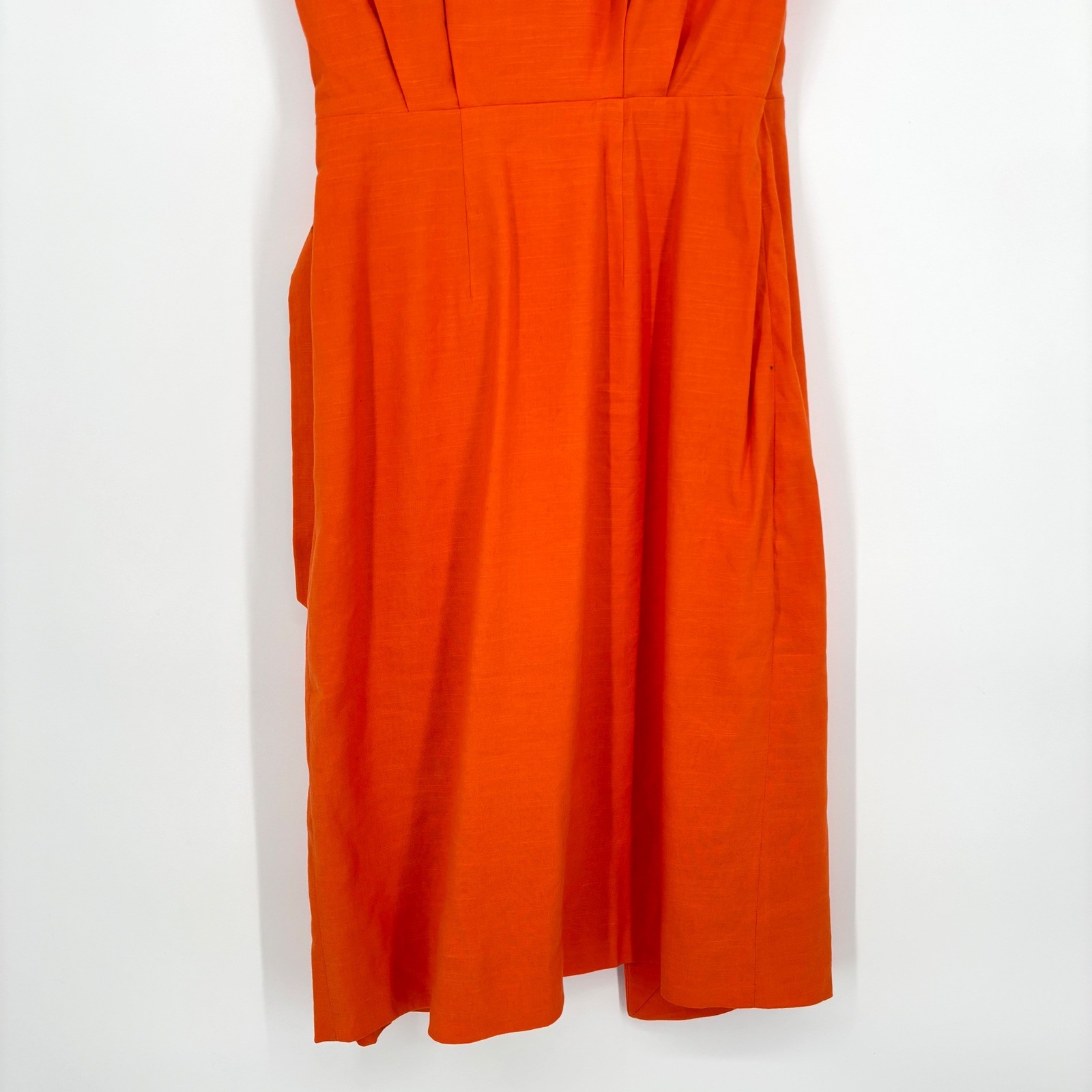 NWT Veronica Beard Octavia Wrap Midi Dress Linen Blend Belted Short Sleeve 4