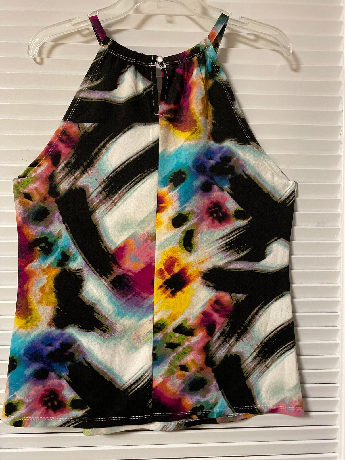 ESSENTIALS BY MILANO JUNIORS T-BACK MULTI COLOR KNIT BLOUSE SIZE L NWT