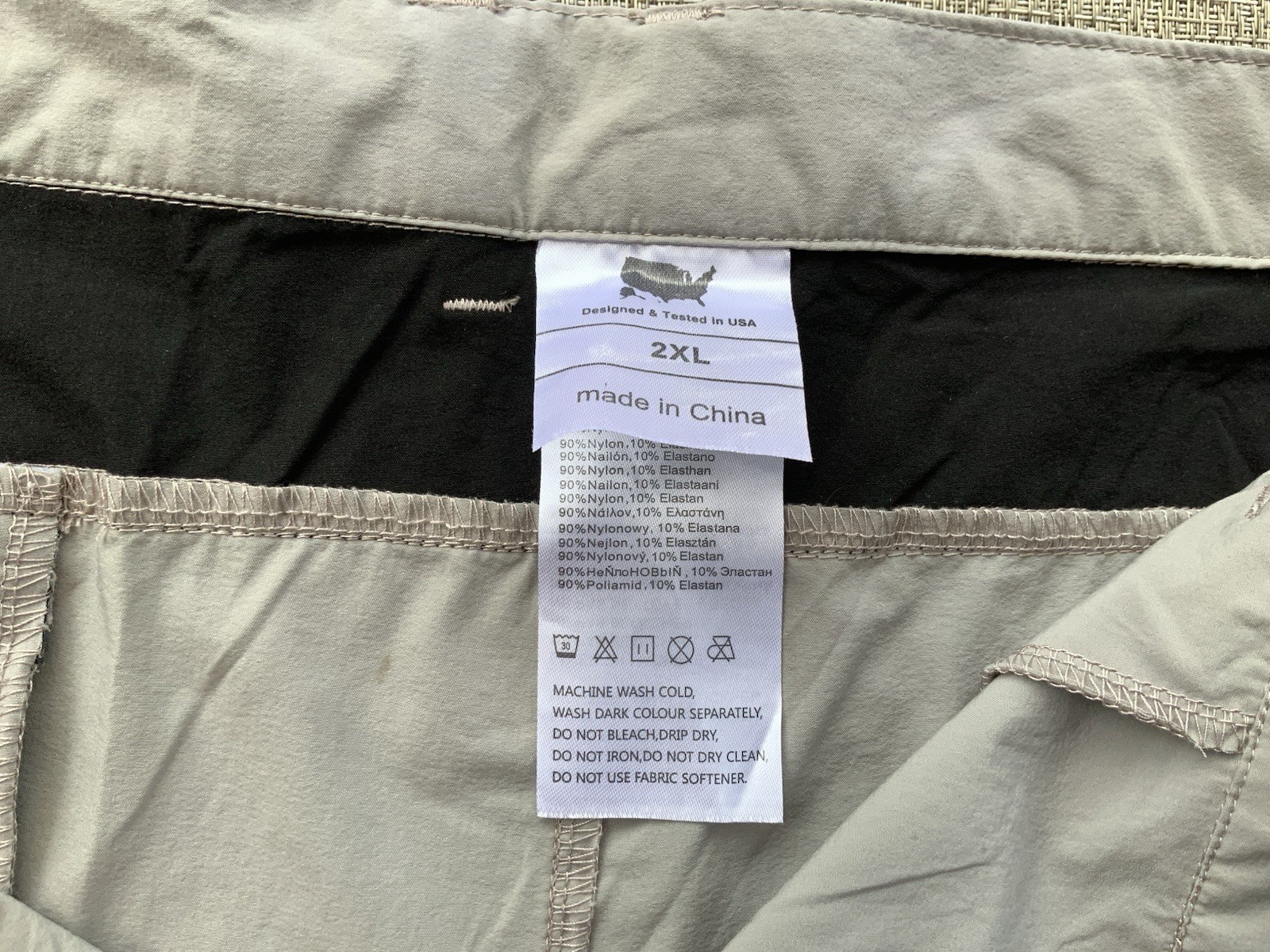 EZRUN Men’s Hiking Cargo Shorts 2XL Gray Black Quick Dry Stretch Nylon Outdoor