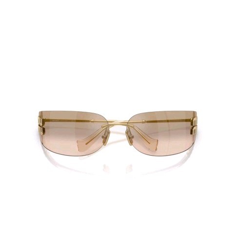 Miu Miu MU A51S 5AK20P Unisex Rectangle Sunglasses in Gold with Brown Lens 100%