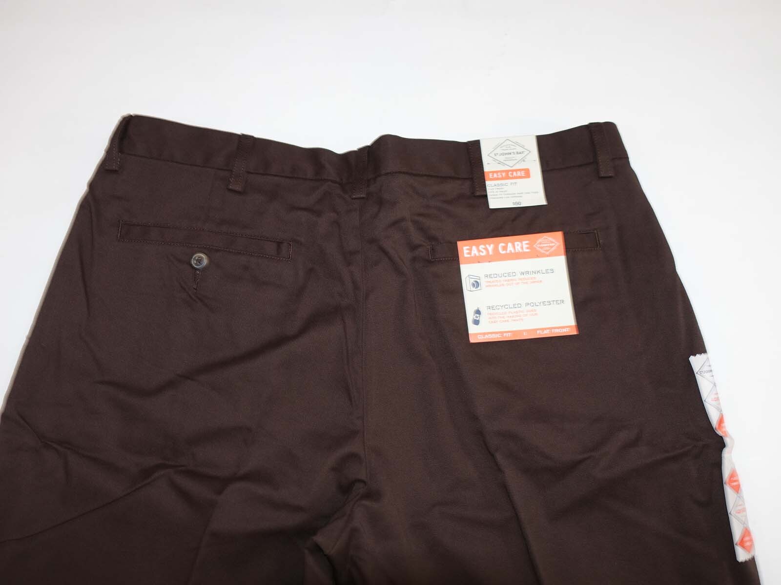 St. John’s Bay Men’s Easy Care Classic Fit Khaki Pants 40 x 30 NWT Brown