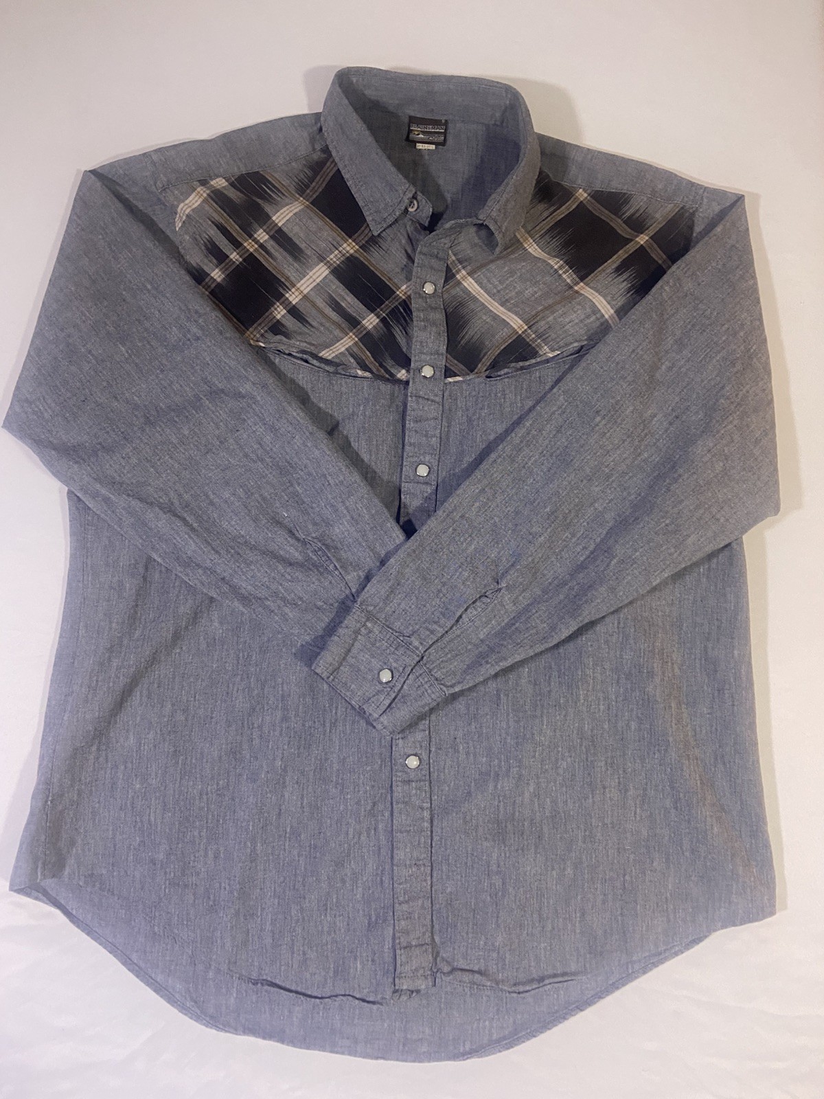 Plainsman Mens Pearl Snap Western Button Down Long Sleeve Shirt SIZE XL
