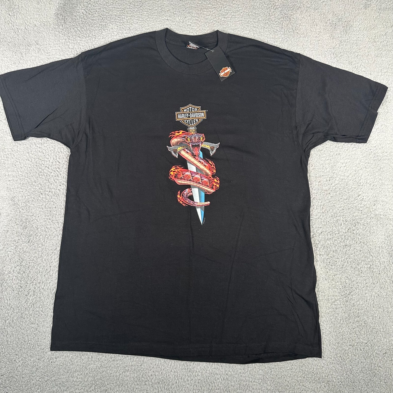 Harley Davidson Shirt Mens 2XL Black Motorcycle Sword Snake Tampa Eagle Y2K New