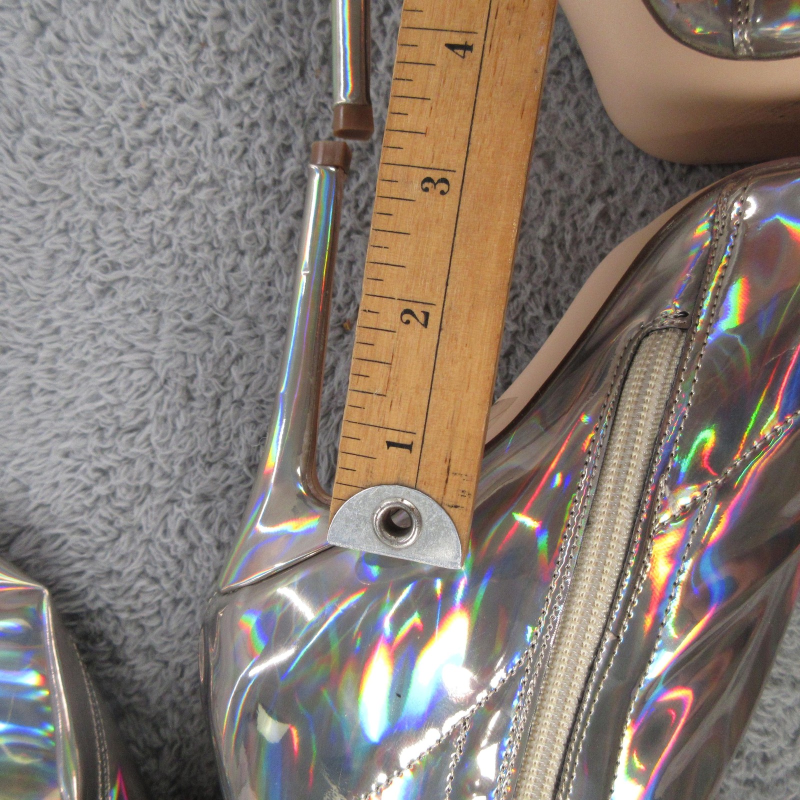 Lemon Drop By Privileged Feather Boots Womens 8.5 Silver Holographic Knee High