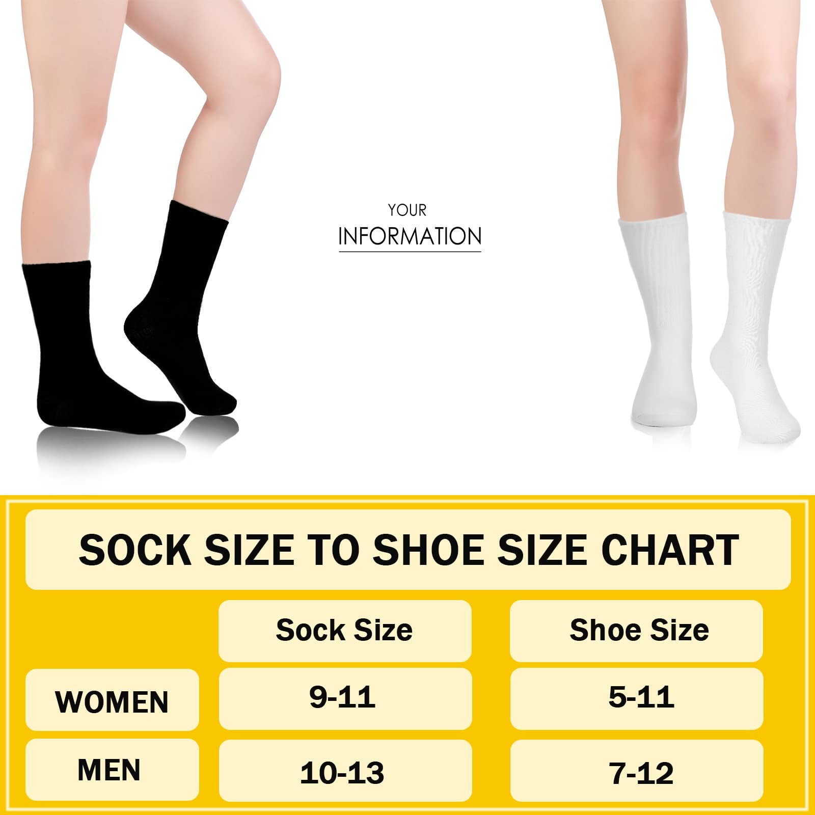 Haysandy 72 Pairs Bulk Cotton Crew Socks for Men Women One Size, Black, White