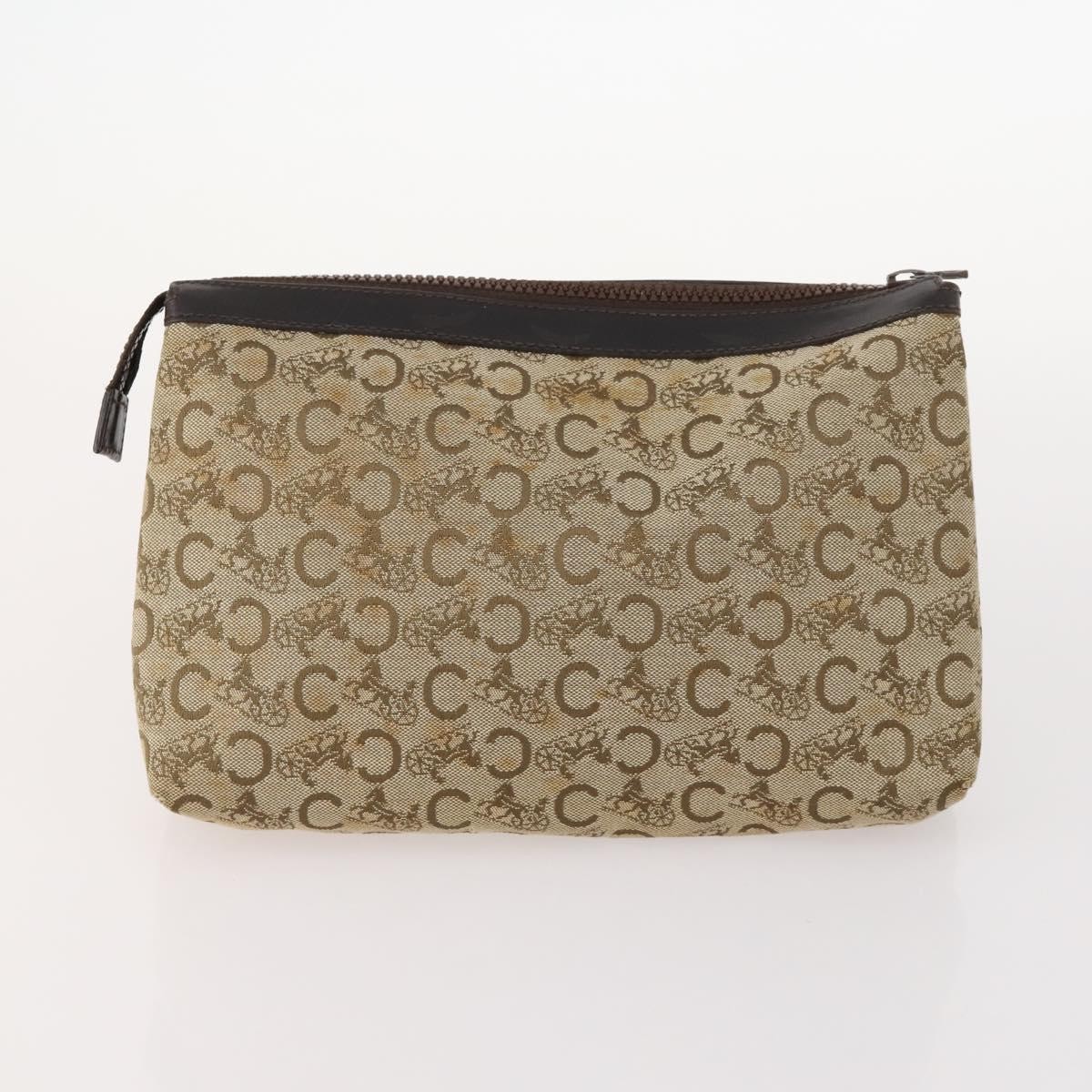 CELINE Macadam Canvas C Macadam Canvas Pouch PVC 3 Set Beige Brown Auth fm5234