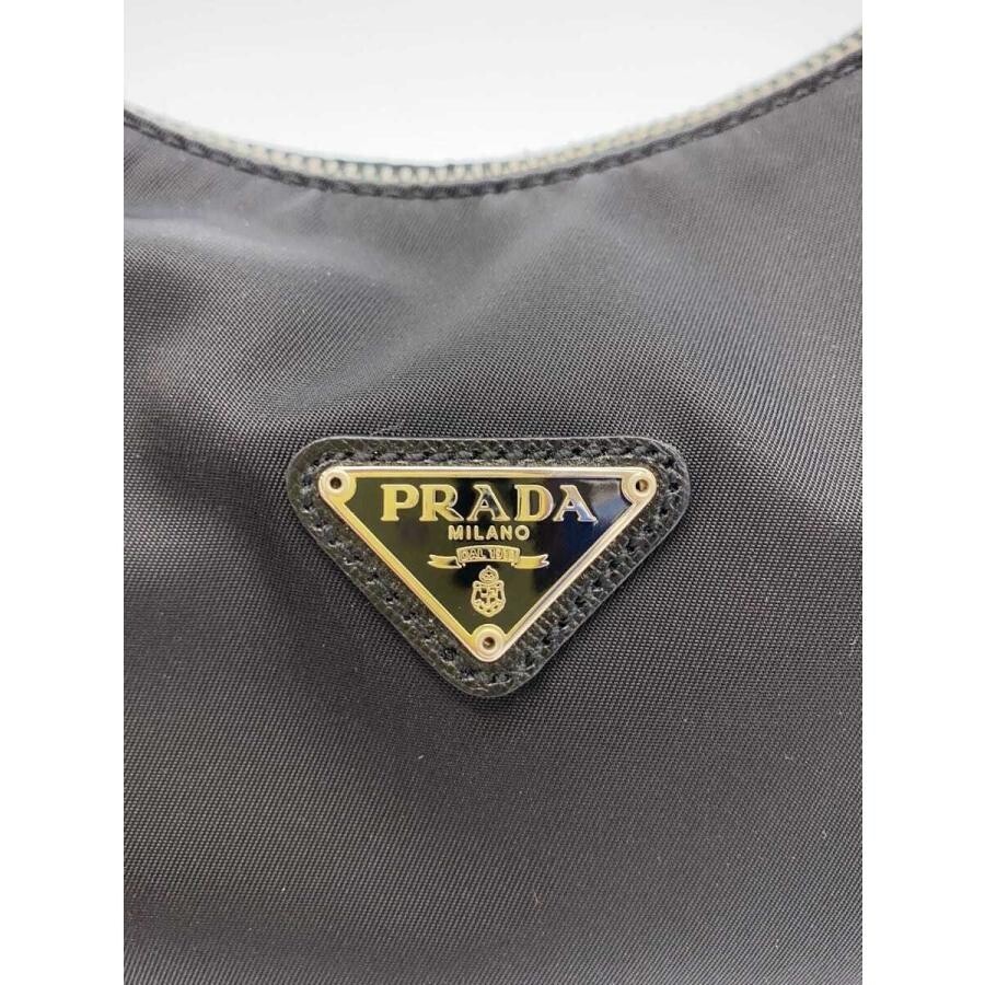 PRADA Nylon Black Shoulder Bag Women Zip Woven Strap