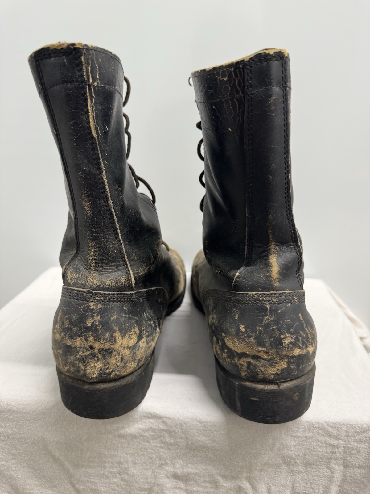 Vintage Military Boots Size 8.5 USA Black Leather Lace Up Military Combat