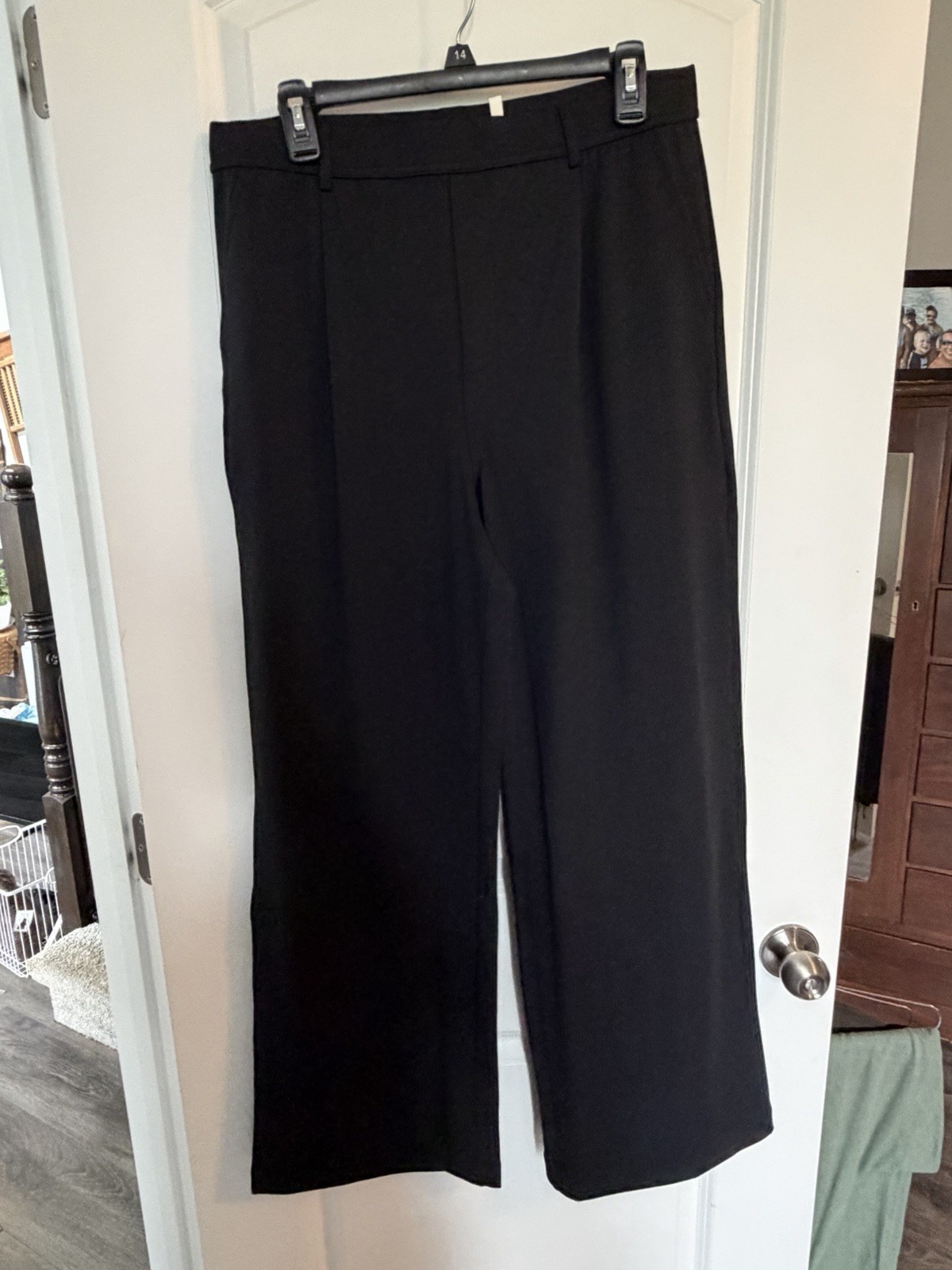 Halara Dress Pants Womens Large Tall Black Flex High Wasited Wide Leg Pull On