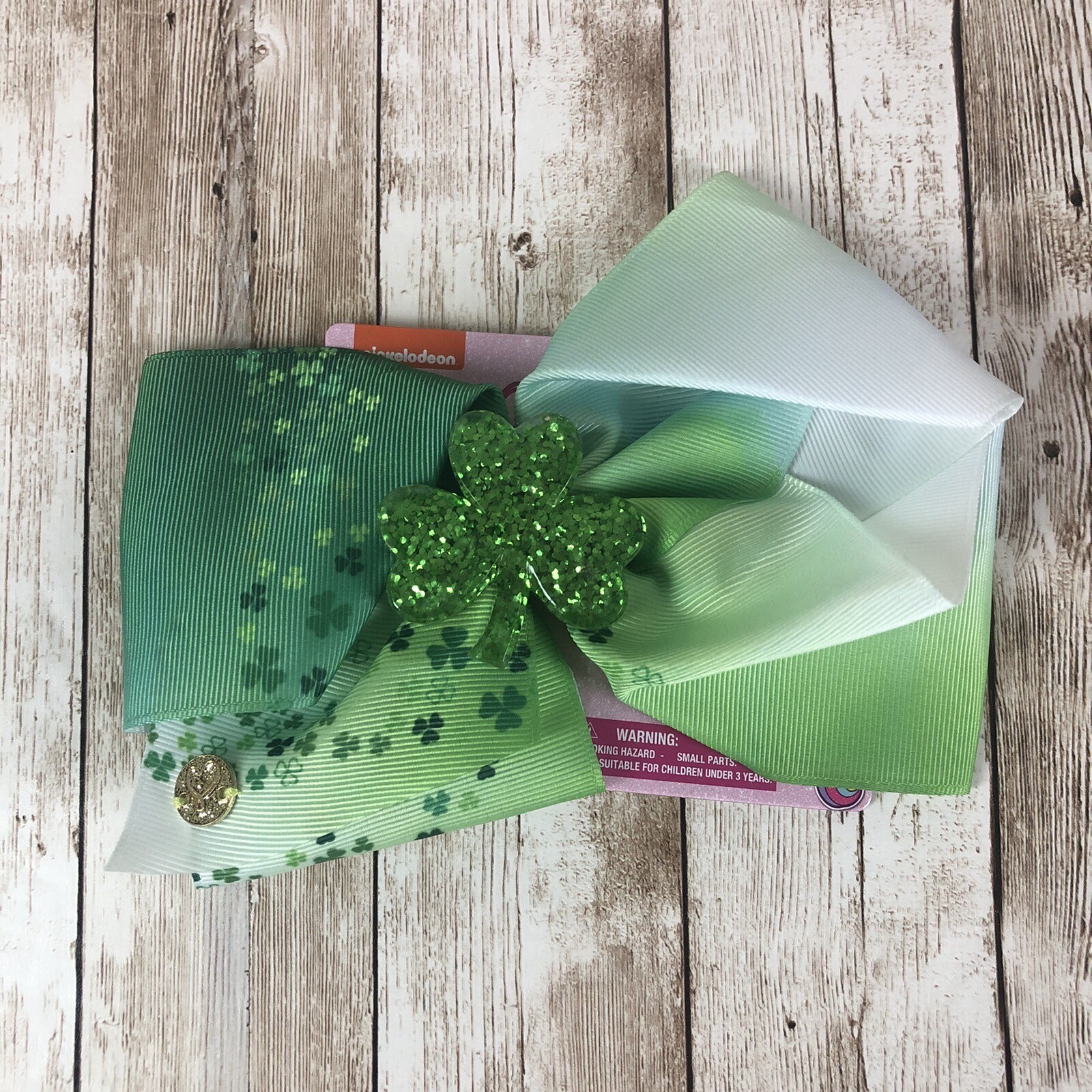 JoJo Siwa Hair Bow St Patrick Day Glitter Shamrock Green Alligator Clip New