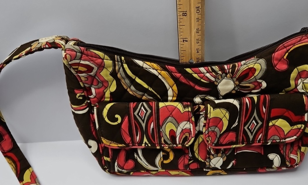 Vera Bradley Libby Crossbody Small Purse Puccini Brown Red Yellow