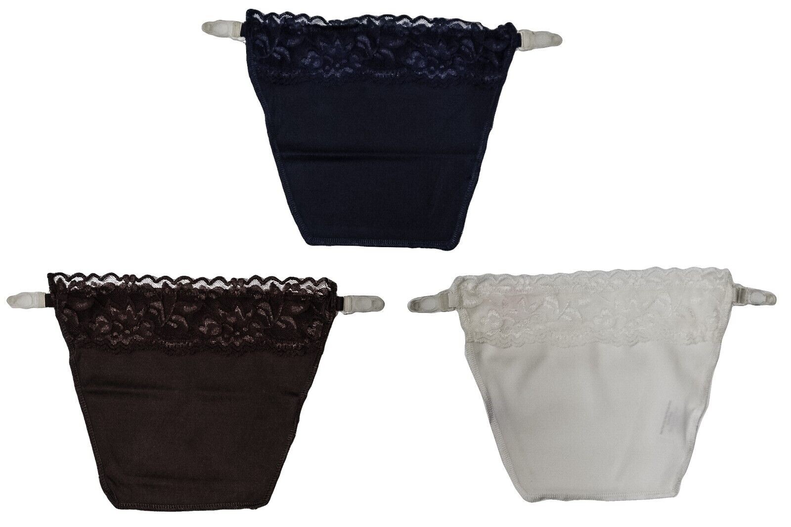 Cami Secret Set of 3 Clip-on Mock Camisoles, Navy, Ivory, Brown (As Seen on TV)