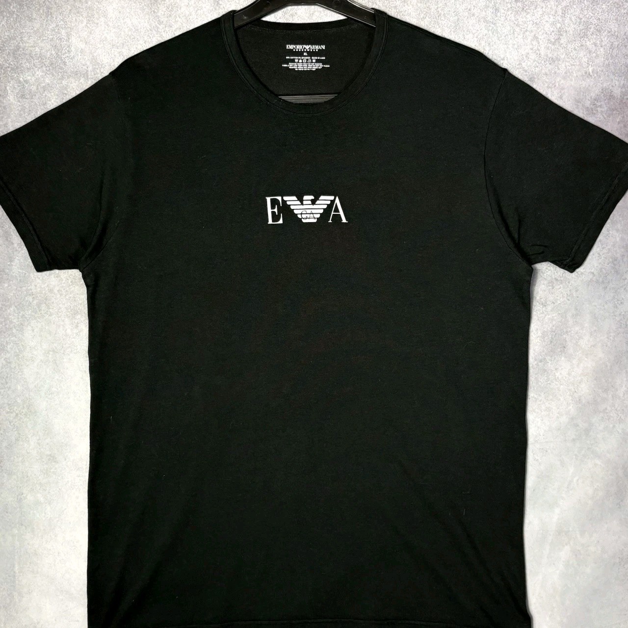 Emporio Armani EA7 Men’s XL Black Logo T Shirt Stretch Cotton Crew Neck Tee