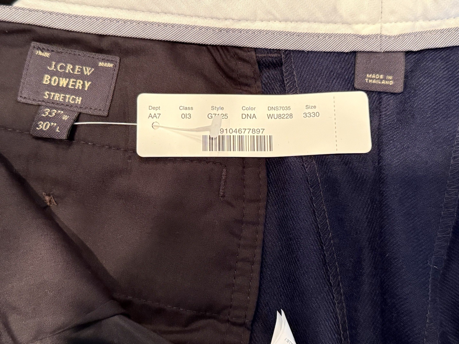 Men’s J. Crew Bowery Slim Stretch Dress Pant-33 x 30-Navy-NWT
