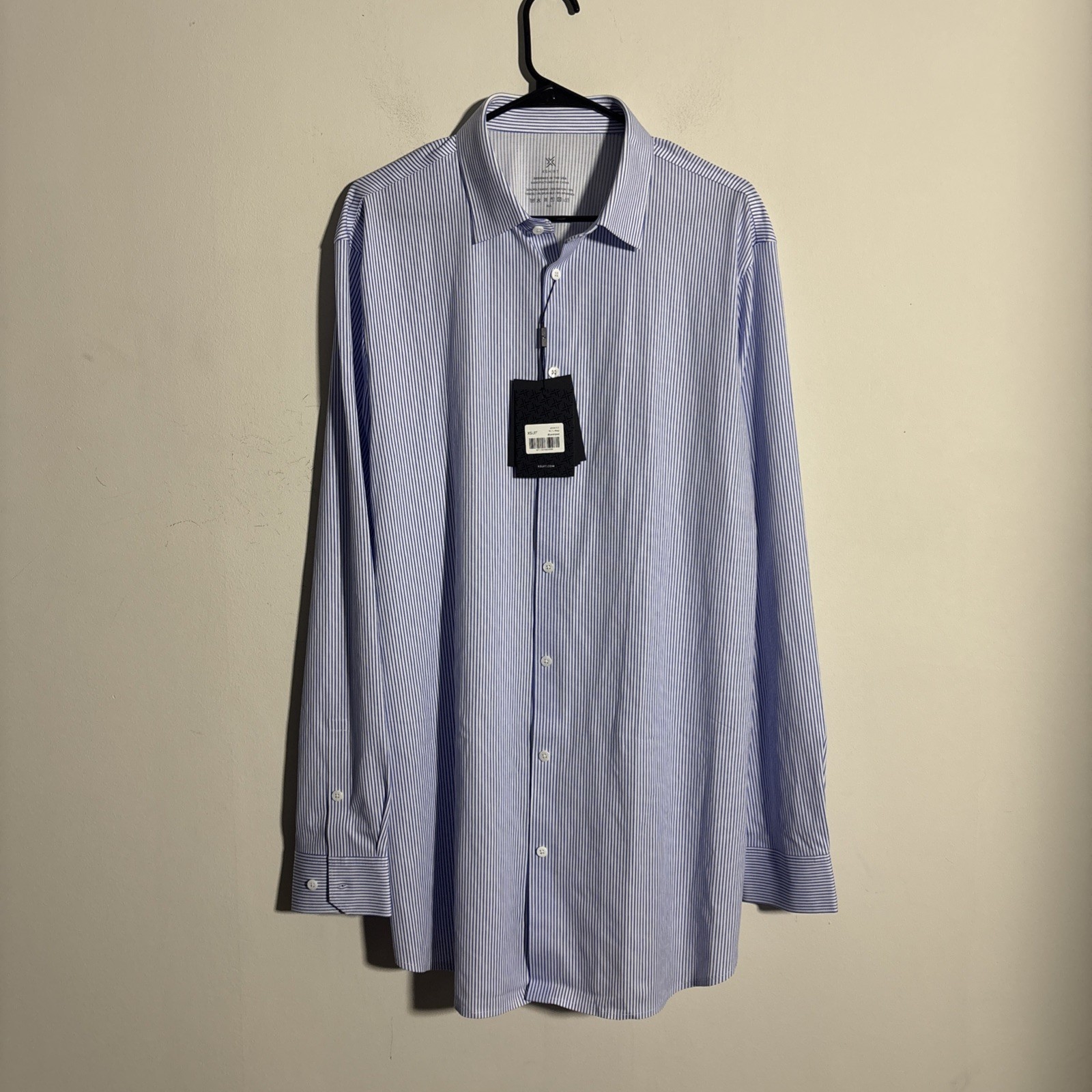 NEW MEN’S XSUIT XSHIRT 4.3 BLUE WHITE STRIPED SIZE XL/L REG BUTTON UP DRESS