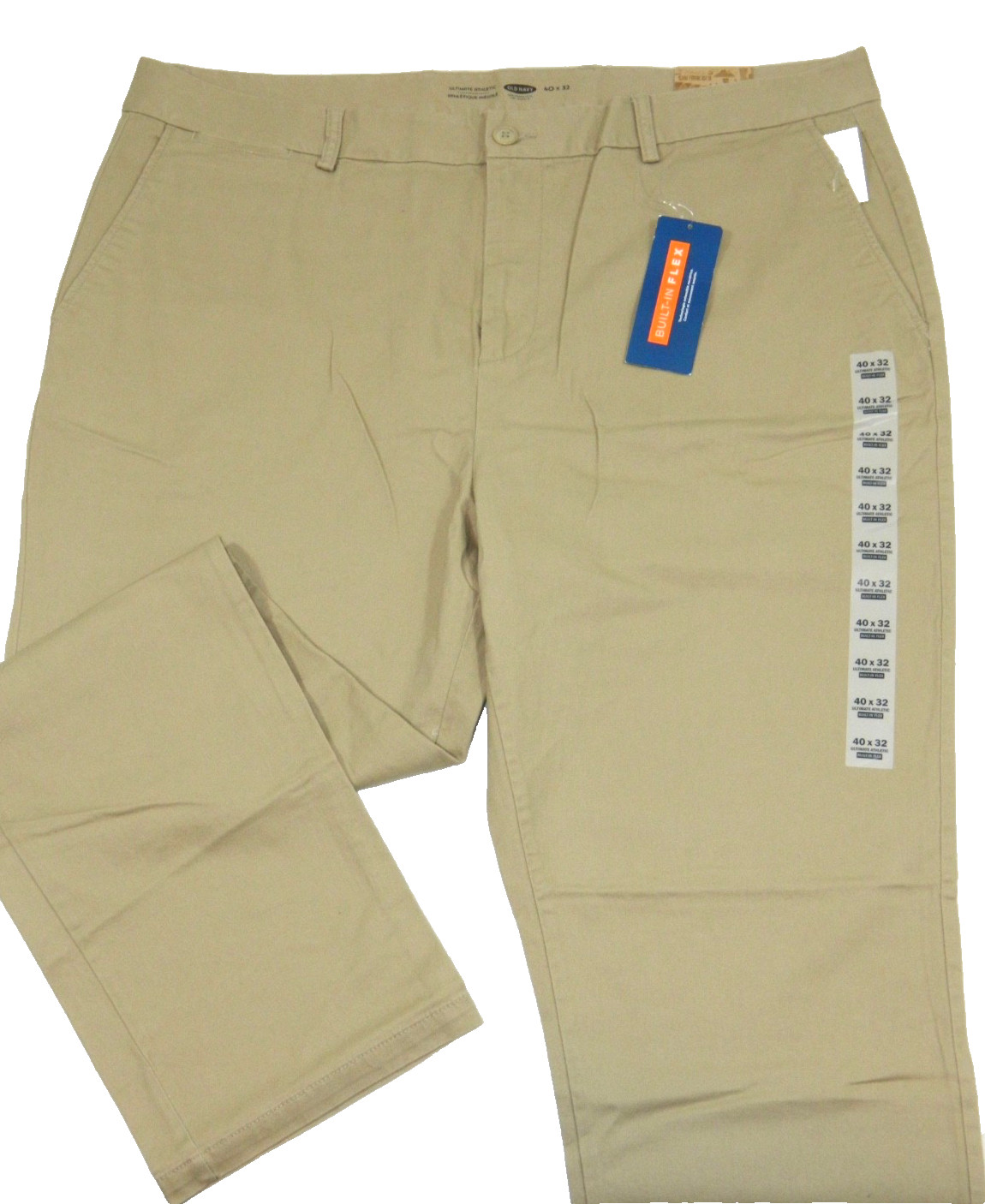 Men’s Chino Pants NEW Old Navy Athletic Flex Tag 40×32 measured size 40×32