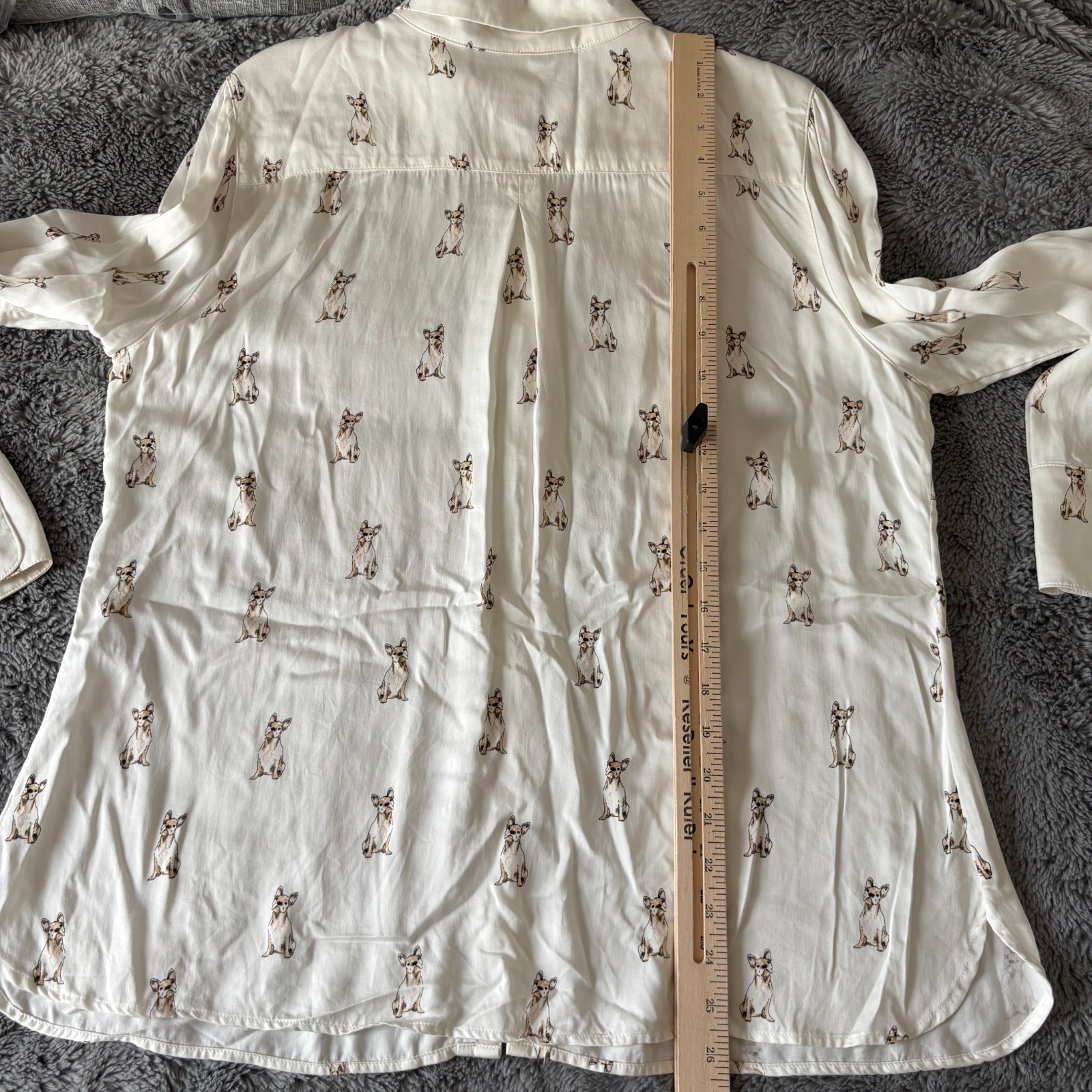 Chico’s Top Women’s 2 US Large 12/14 Button Up Blouse All Over Dog Print Tunic