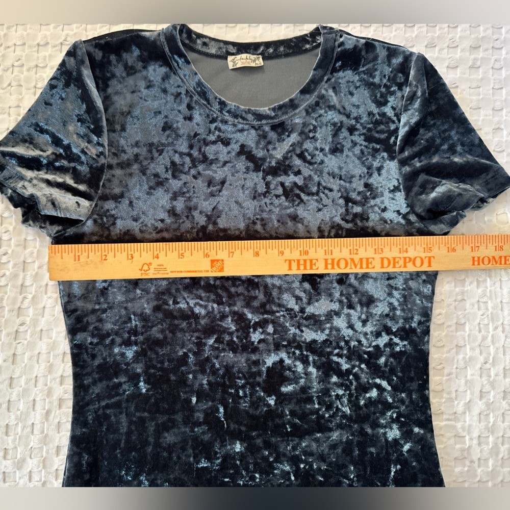 FREE PEOPLE Intimately Free Crushed Velvet Baby Tee Blue Medium Whimsigoth Y2K